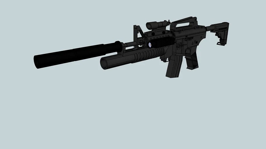 3D m4 with removable stuff (m203, acog, mag, torch, silencer)