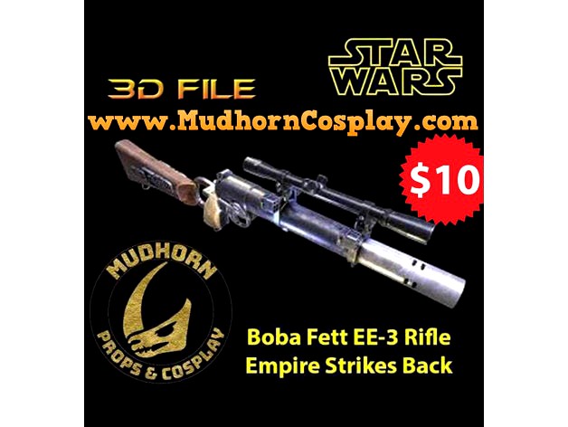 Boba Fett Empire Strikes Back EE-3 Blaster - Star Wars by 3dFIlesforu