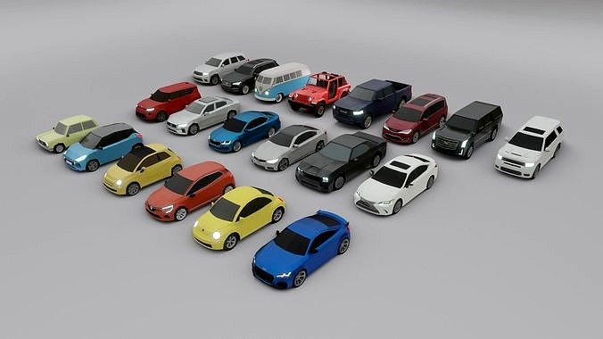 low-poly car pack - 20 cars