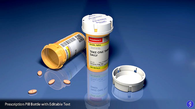 Prescription Pill Bottle with Editable Text 02