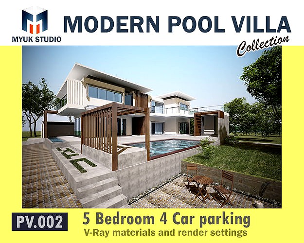 HQ Luxury Modern Pool Villa Design with Clubhouse style