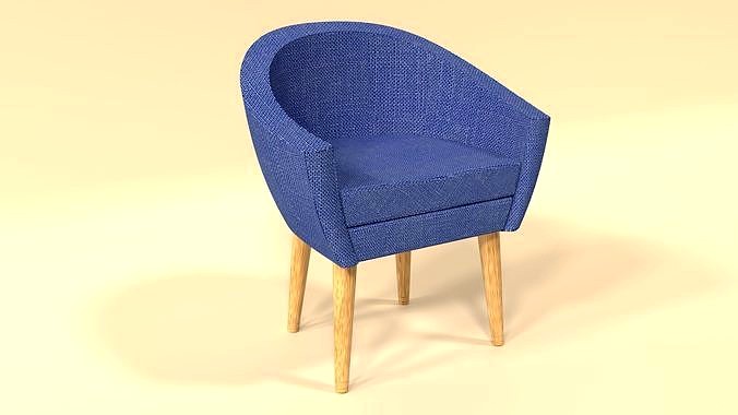 Chair with wooden legs and fabric upholstery