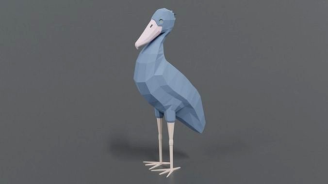 Low Poly Cartoon Shoebill Stork