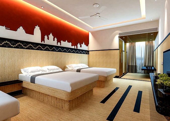 Hotel Guest Room 3D Model
