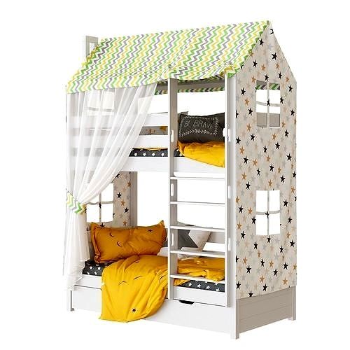 Childrens bed 2 tiered house Madrid Set 2