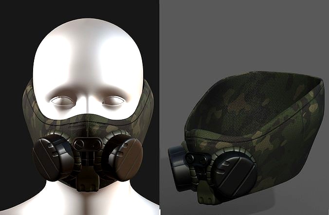 Gas mask helmet scifi fantasy armor hats military Low-poly