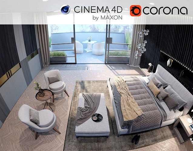 Corona - C4D Scene files - Luxury Bedroom Apartment Interior