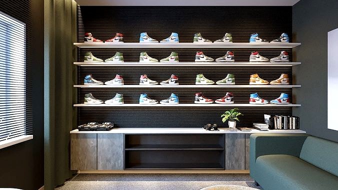 SHOE SHELVES FULL 3D SCENE