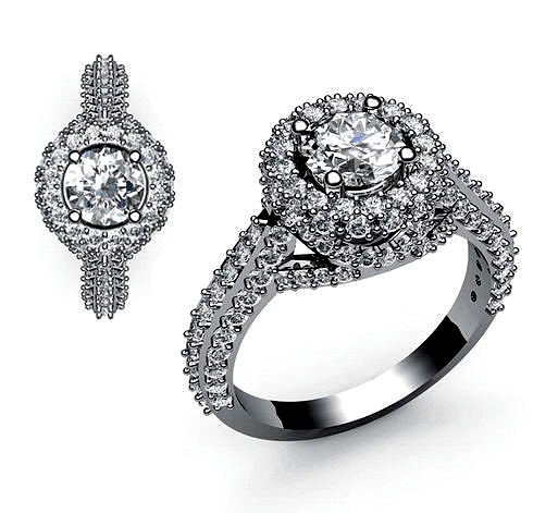 Diamond Round Engagement ring Solitaire Anello smeraldo ca07 | 3D