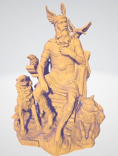 Odin Sitting With Wolves And Crows  | 3D