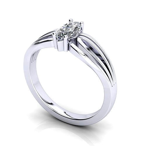 solitary ring engagement jewel with diamond marquise | 3D