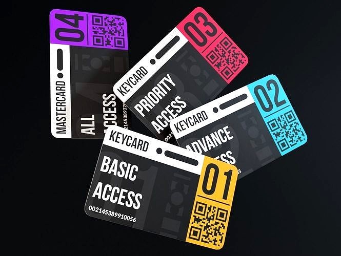 low-poly set of keycards