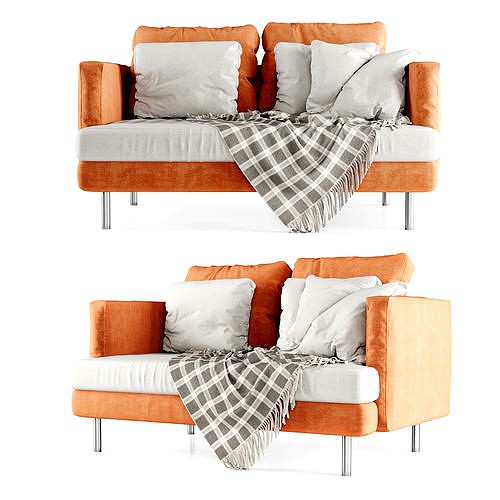 Double sofa with plaid