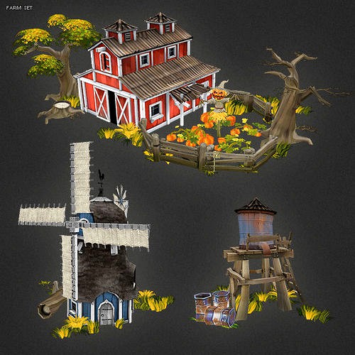 Farm Set 01 - Low Poly Hand Painted