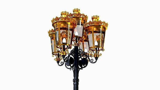 Cast iron antique street light lamp crown with 5 luminaries