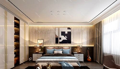 Modern Style Bedroom Interior Scene-001