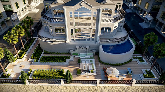 Luxury Backyard property 3d model Atlantic Ventnor city