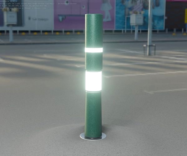 Low-Poly Moss Green Light Column 8 - Street Light Set-9