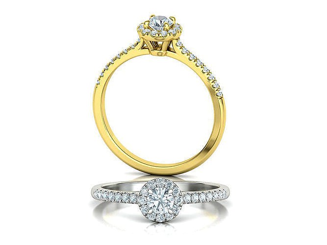 Halo Engagement Ring with 4mm Stone 3dmodel | 3D