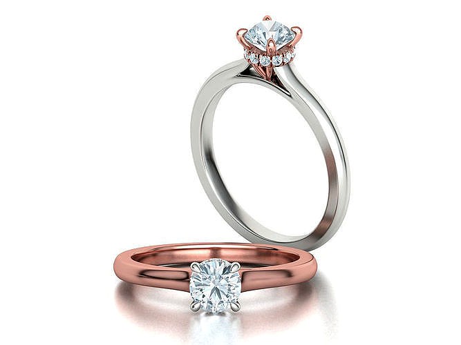 Classic Engagement ring Two Tone Half Carat Stone  | 3D