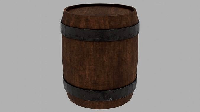 Low Poly Wooden Barrel Game Ready PBR