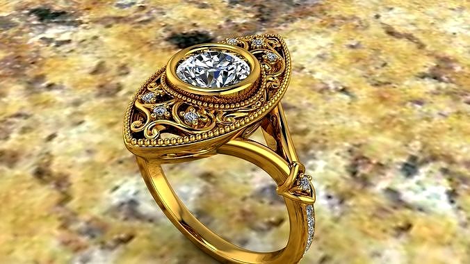 women ring file stones setting  3d model  | 3D