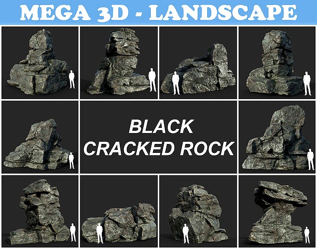 Low poly Cracked Rock B 210221