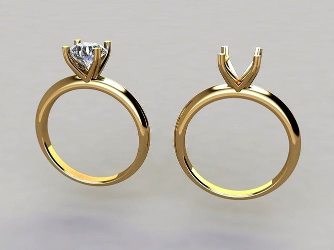 4 Prong Heart Shape Diamond Solitaire Engagement Ring | 3D