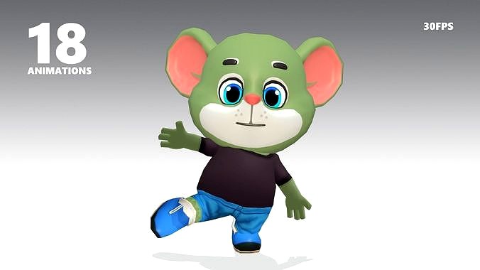 Mouse Rat Rodent Green Animated Rigged