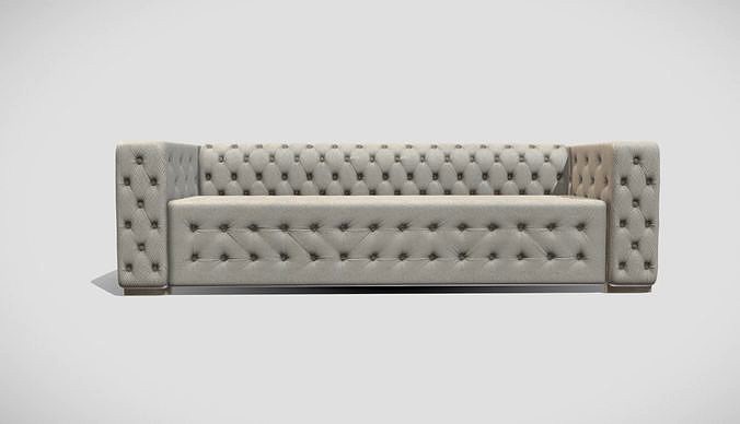 Classic style upholstered tufted sofa in creme color