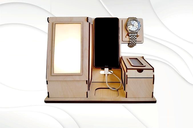 Stand lamp holder watch and phone for laser cut | 3D