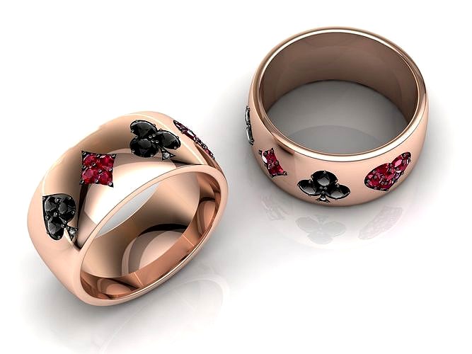 Poker Band Ring Pave | 3D