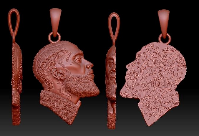 Nipsey Hussle pendant with tattoos 3D print model | 3D