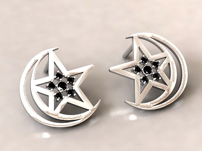 Triple Moon Goddess Earrings | 3D