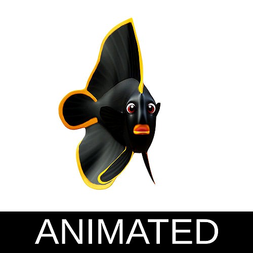 Red Aced Bat Animated Fish Cartoon Style