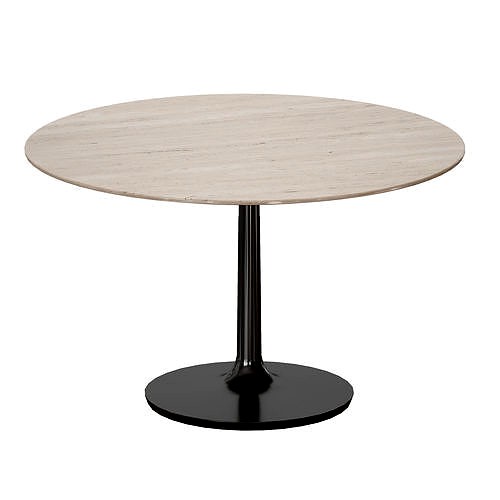 Nero 48 Brown Marble Dining Table with Matte Black Base