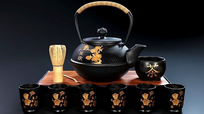 Oriental Tea Set - Teapot and Cups