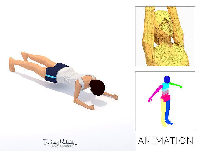 Plank  Yoga Exercise Woman Animation