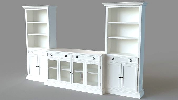 Cameo Modular White Glass Door Media Entertainment Center