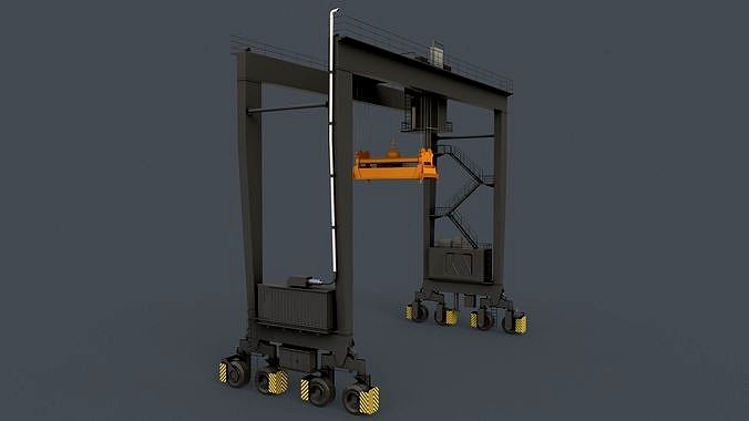 PBR Rubber Tyred Gantry Crane RTG V1 - Black