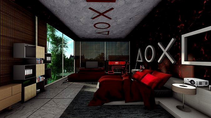 Bedroom Gaming Setup - Red Color Domination