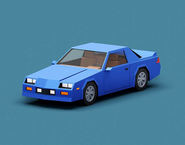 Stylized Cartoon Coupe Car 80s