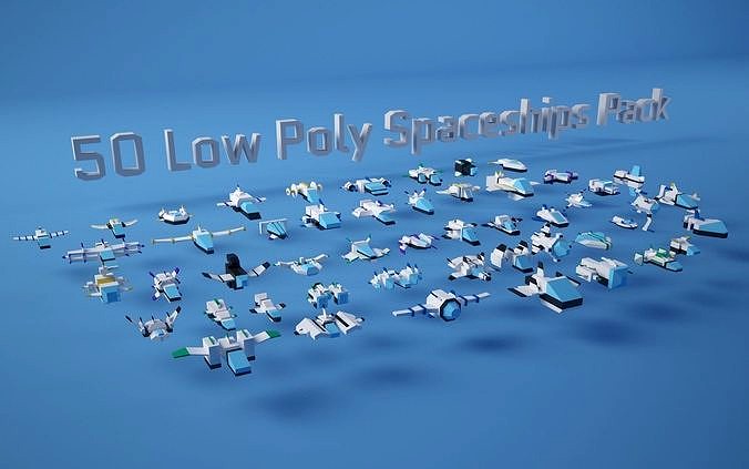 50 Game Ready Lowpoly Spaceships Pack model