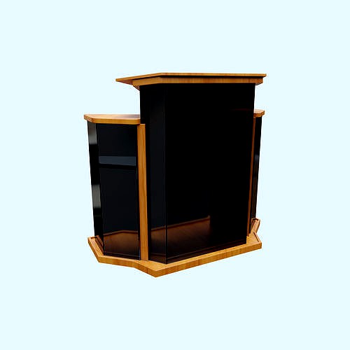 Wood and glass pulpit with support