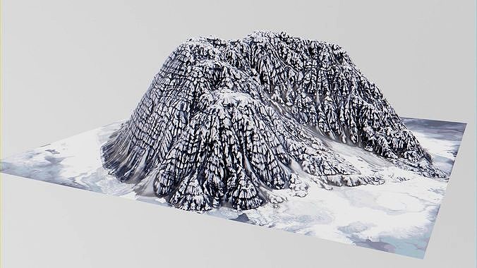 Stylized Low Poly Terrain - Snow Tall Mountain Low-poly 3D model