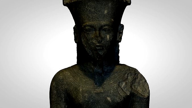 Egyptian - Statue of the god Amun protecting Tutankhamun