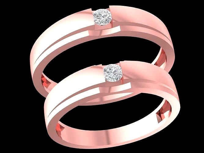 rose gold wedding rings 2514 | 3D
