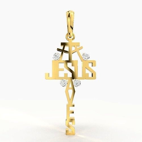 JESUS CROSS DIAMOND PENDANT | 3D