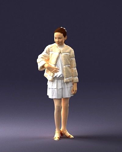 Girl in fur coat 0023 3D Print Ready | 3D