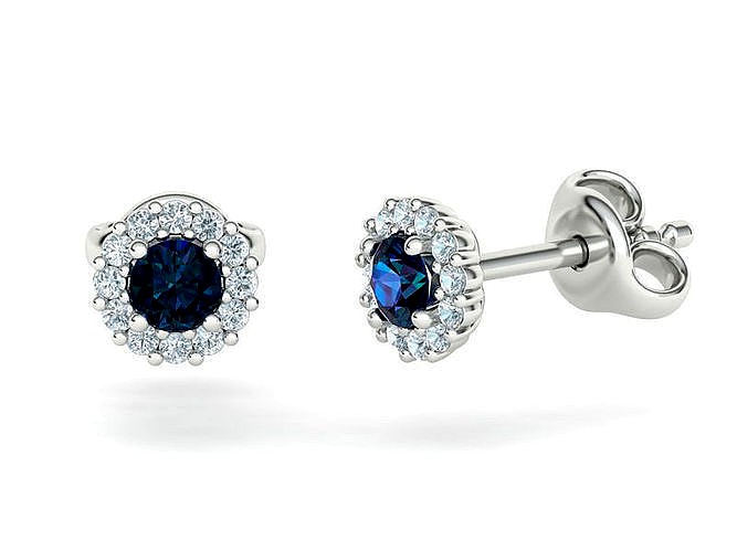 Bespoke Stud Earrings Sapphire Earrings printable 3dmodel | 3D